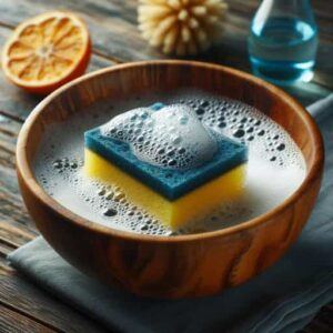 Soapy water with a sponge