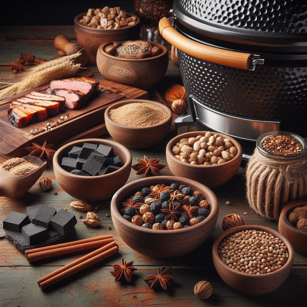 Wood pellets and charcoal with Kamado Joe